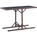 vidaXL Vrtna miza rjava 110x53x72 cm steklo in poli ratan, (20665613) | Shoptok.si