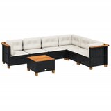 Maison Chic Seti vrtnega pohištva - Vrtna garnitura - Vrtni pohištvo set 7-delna z blazinami črn poli ratan, (21802706) | Shoptok.si