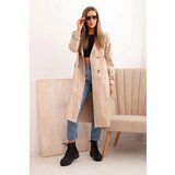 Kesi Włoski Women's coat tied at the waist with a collar beige | ePonuda.com