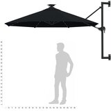  Zidni vrtni suncobran s LED svjetlima 300 cm crni | shoptok.hr