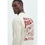 The North Face Bombažna majica z dolgimi rokavi Patron Plasticfree Peaks bež barva, NF0A87DW3X41