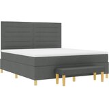 Krevet s opruga kutije Tamno siva 200 x 180 cm tkanina Slike