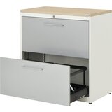 mauser Predalnik za obešalne mape, plošča iz umetne mase, 2 predala, 2 vrsti, z blažilnikom, čista bela / aluminijasto siva / javor | Shoptok.si