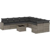 vidaXL 11-dijelni set vrtnih sofa od poliratana s jastucima sivi | shoptok.hr