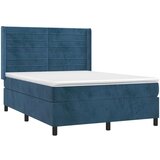  Box spring s madracem LED tamnoplavi 140x200 cm baršun | shoptok.hr