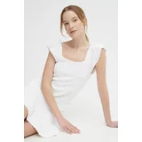 PepeJeans Bombažna obleka GESA DRESS bela barva, PL953524