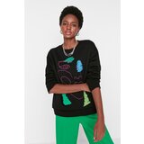Trendyol Black Printed Loose Raised Knitted Sweatshirt | Shoptok.si