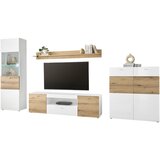 CARRYHOME dnevni regal, bela, barve hrasta, bela, visoki sijaj | Shoptok.si