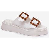 Boto Eco Leather Women's Platform Sandals With Buckles White Xanivia | ePonuda.com