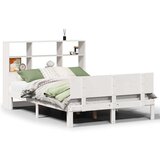 vidaXL Krevet s regalom z knjige bez madraca bijeli 120x190cm borovina | shoptok.hr