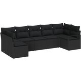 vidaXL Vrtna sedežna garnitura z blazino 7 pcs Črna poli ratan, (5000135524) | Shoptok.si