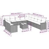 vidaXL 12-dijelni set vrtnih sofa od poliratana s jastucima smeđi | shoptok.hr