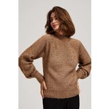 Marisse Turtleneck Sweater Decorated With Metallic Thread, Beige | Eponuda.ba