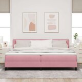 Box Spring Postelja z Mattresom Roza 200x200 cm Žamet, (22051712) | Shoptok.si