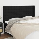  The Living Store Vzglavje z ušesi črno 203x16x118/128 cm blago - Vzglavje, (21448529) | Shoptok.si