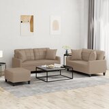  3-dijelni set sofa s jastucima boja cappuccina od umjetne kože | shoptok.hr