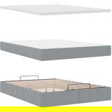 vidaXL Otomanski posteljni okvir z vzmetnico siv 140x200 cm blago | Shoptok.si