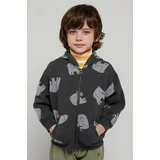 Bobo Choses Otroški bombažen pulover siva barva, s kapuco