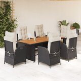 vidaXL 7-dijelni vrtni blagovaonski set s jastucima crni od poliratana | shoptok.hr