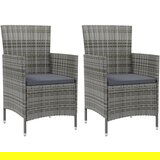 Maison Chic Vrtni stoli - Stol za vrt z blazinami 2 kosa poli ratan sive barve JS2136, (21876990) | Shoptok.si