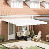 vidaXL Samodejna retraktibilna tenda Bela 450x300 cm, Zamenjava blaga za tendo za okvir 4.5x3 m Bela Cene