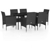 7-dijelni vrtni blagovaonski set s jastucima crni | shoptok.hr