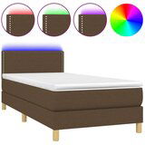  Box spring postelja z vzmetnico LED temno rjava 100x200cm blago, (20723438) | Shoptok.si