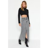 Trendyol Gray Slit Midi Denim Skirt | shoptok.hr