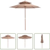  The Living Store Dvojni senčnik z lesenim drogom 270 cm taupe barve - Senčnik, (21743305) Cene