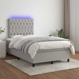 Krevet box spring s madracem LED svjetlosivi 120x200 cm tkanina | shoptok.hr