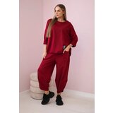 Kesi Włoski Cotton sweatshirt pants set burgundy | shoptok.hr