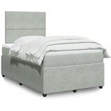 vidaXL Box spring postelja z vzmetnico svetlo siva 120x200 cm žamet Cene