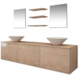  10-dijelni set kupaonskog namještaja s umivaonikom i slavinom bež | shoptok.hr
