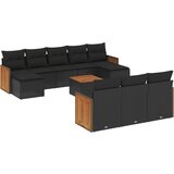 vidaXL Vrtna sedežna garnitura 11-delna z blazinami črn poli ratan, (21071830) | Shoptok.si