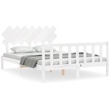 The Living Store Posteljni okvir z vzglavjem bel 140x200 cm trden les - Posteljni Okvir, (21527618) | Shoptok.si