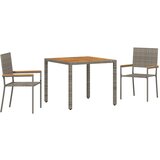  Vrtni set za objed 3 kom. Siva poliratan | shoptok.hr