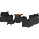 vidaXL 8-delni vrtni sofa set z blazinami Črna Poli Ratan Akacija, 2-sedežna vrtna sofa s shrambo in blazinami Črna Poli Ratan, 3-delni vrtni jedilni set z blazinami Črna Poli Ratan Akacija Cene