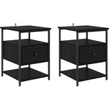 vidaXL Nočna omarica 2 pcs Črni hrast 40 x 42 x 56 cm Konstruiran les | Shoptok.si