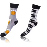 Bellinda CRAZY SOCKS 2x - Cheerful Socks 2 Pairs - Black - White