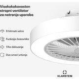 Klarstein ZenBreeze pametni stropni ventilator sa svjetlom | 48 cm | 16 W | Tihi | LED | Akril | shoptok.hr