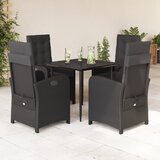  3-dijelni vrtni blagovaonski set s jastucima od poliratana crni Crna 80 cm table length | shoptok.hr
