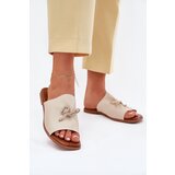 EVENTO Women's sandals on a flat heel with decorative tying beige Norela Cene