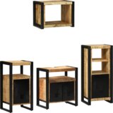 vidaXL Komplet pohištva za kopalnico 4 pcs Rjava Masiven les manga | Shoptok.si
