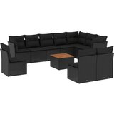  11-dijelni set vrtnih sofa od poliratana s jastucima crni | shoptok.hr
