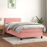 Box spring postelja z vzmetnico roza 90x200 cm žamet, (20723287) | Shoptok.si