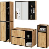 AKORD Vami Stenski Komplet Kopalniškega Pohištva, Izrezi Za Umivalnik, Hrast Craft/Črna, (5000332646) Cene