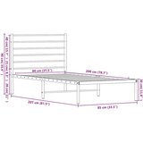  Metalni okvir za krevet s uzglavljem bijeli 80x200 cm | shoptok.hr