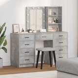vidaXL Toaletna mizica 3 pcs Siva 40 x 41 x 135 cm Konstruiran les - - Siva - 62.2 - 40 x 41 x 135 cm - 2025- Cene