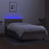  Krevet box spring s madracem LED smeđesivi 80 x 200 cm tkanina | shoptok.hr