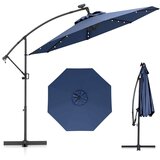 Costway Vrtni senčnik s LED lučmi, vrtljivi senčnik 360°, modri, 300 cm, kovina in poliester, (5000007032) Cene